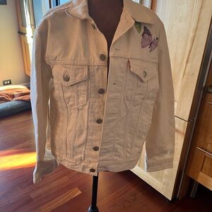 Levi's Cream Denim Jacket with Butterfly Accent